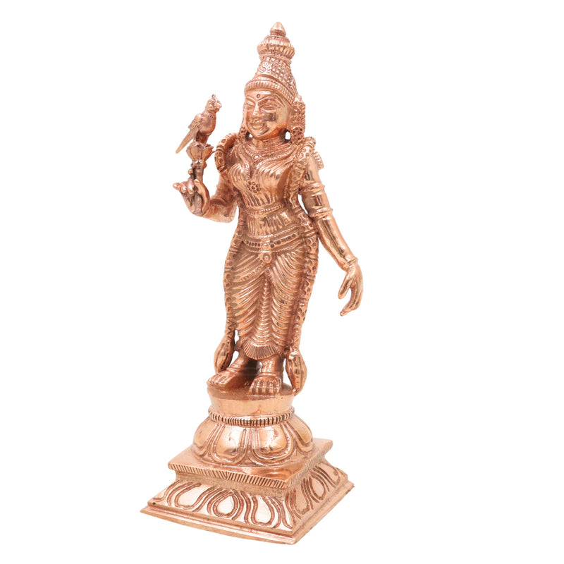 Bronze Meenakshi Amman Idol, Madurai Meenakshi Ambal Sundareshwari Shakti Devi Chola Style Murti for Home Temple Pooja Decor, Gold, 6 Inch, 1 Piece