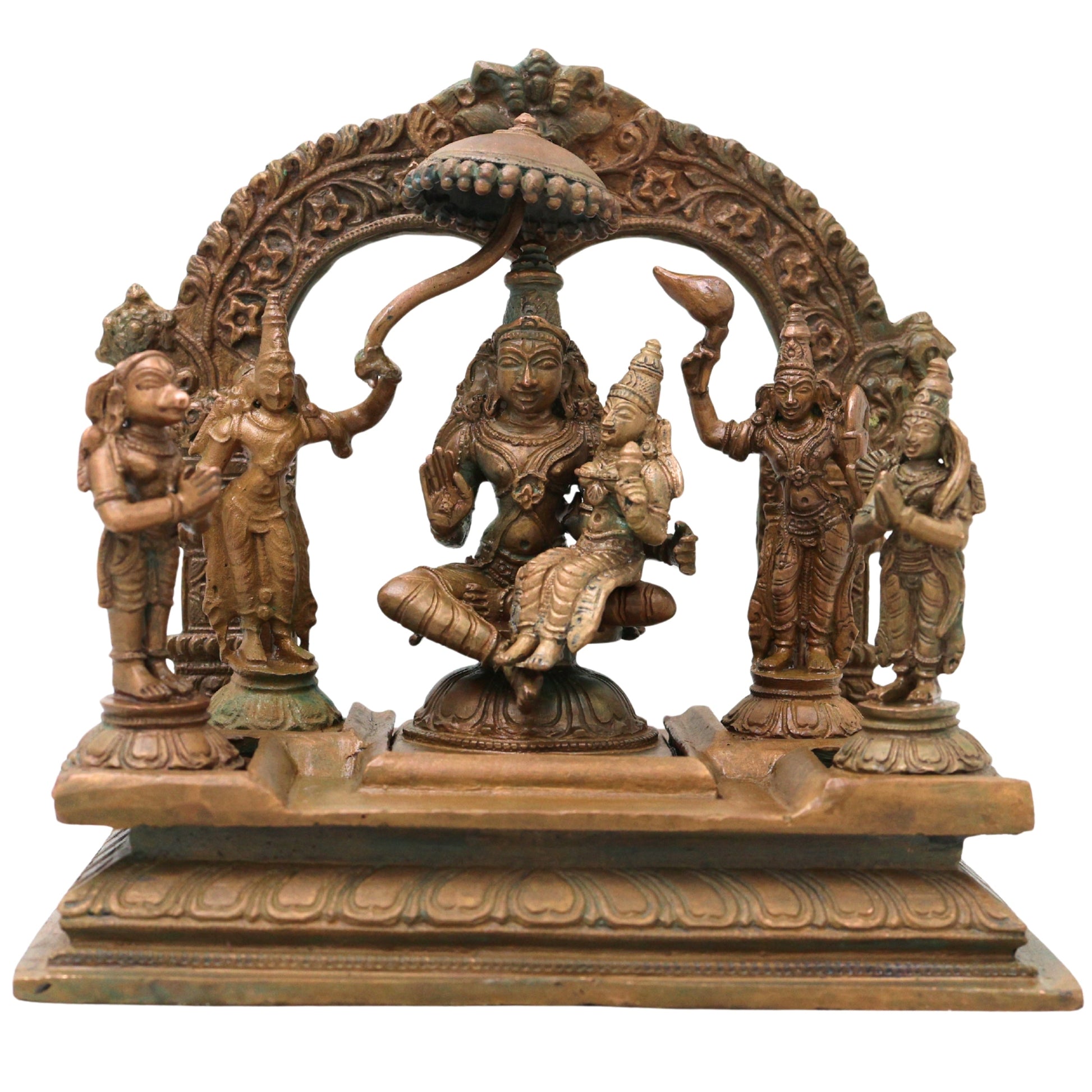Bronze Vishnu Darbar Lakshmi Narayan Sriman Narayana Perumal Vaikuntha Murti Idol, Brown, 6 Inch, 1 Piece
