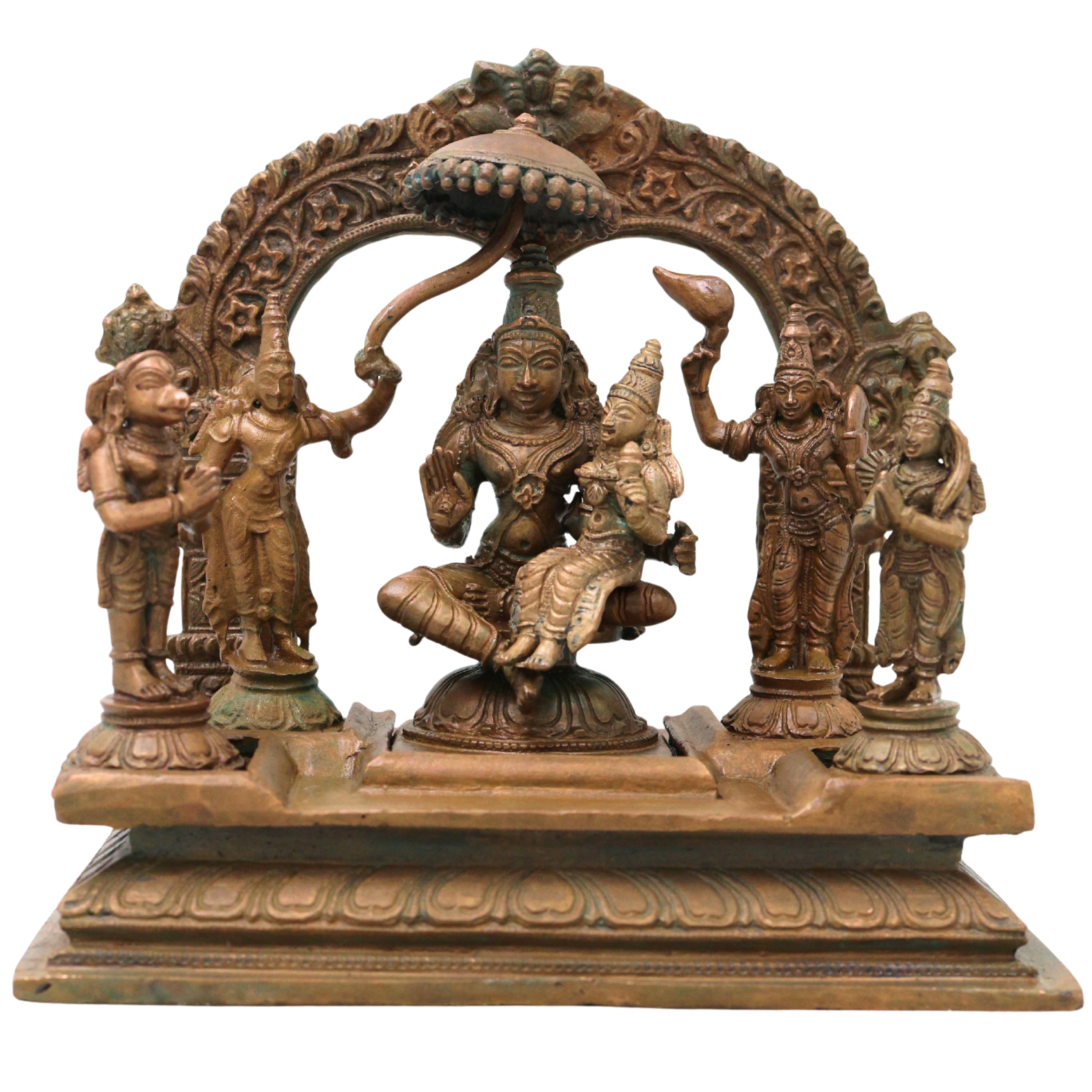 Bronze Vishnu Darbar Lakshmi Narayan Sriman Narayana Perumal Vaikuntha Murti Idol, Brown, 6 Inch, 1 Piece