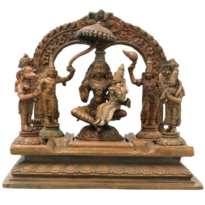 Bronze Vishnu Darbar Lakshmi Narayan Sriman Narayana Perumal Vaikuntha Murti Idol, Brown, 6 Inch, 1 Piece