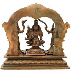 Bronze Vishnu Darbar Lakshmi Narayan Sriman Narayana Perumal Vaikuntha Murti Idol, Brown, 6 Inch, 1 Piece