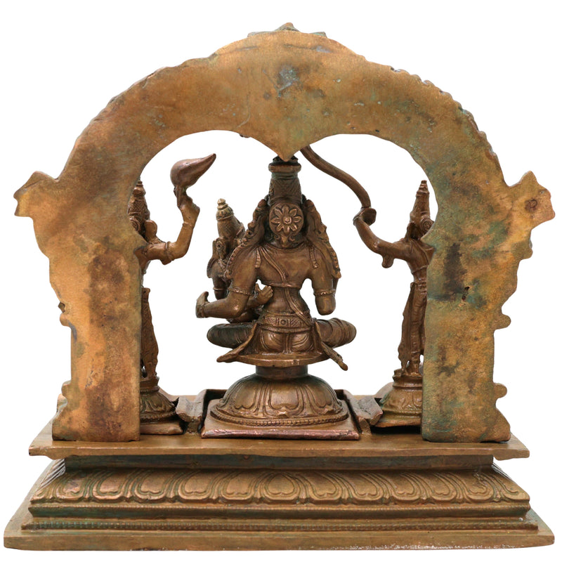 Bronze Vishnu Darbar Lakshmi Narayan Sriman Narayana Perumal Vaikuntha Murti Idol, Brown, 6 Inch, 1 Piece