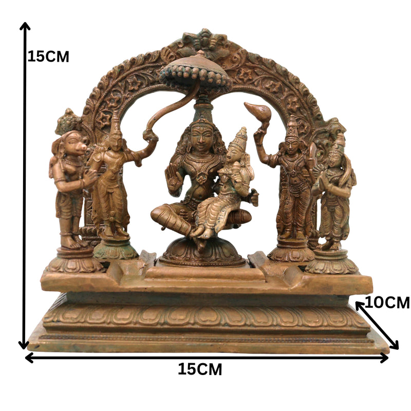 Bronze Vishnu Darbar Lakshmi Narayan Sriman Narayana Perumal Vaikuntha Murti Idol, Brown, 6 Inch, 1 Piece