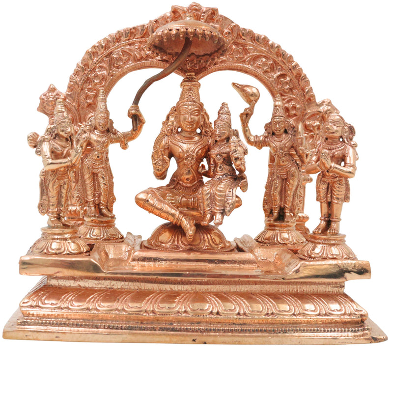 Bronze Vishnu Darbar Idol, Lakshmi Narayana Sriman Narayana Maha Vishnu Parivar Panchaloha Style Kansa Temple Sculpture for Home Mandir & Pooja, Gold, 6.5 Inch, 1 Piece
