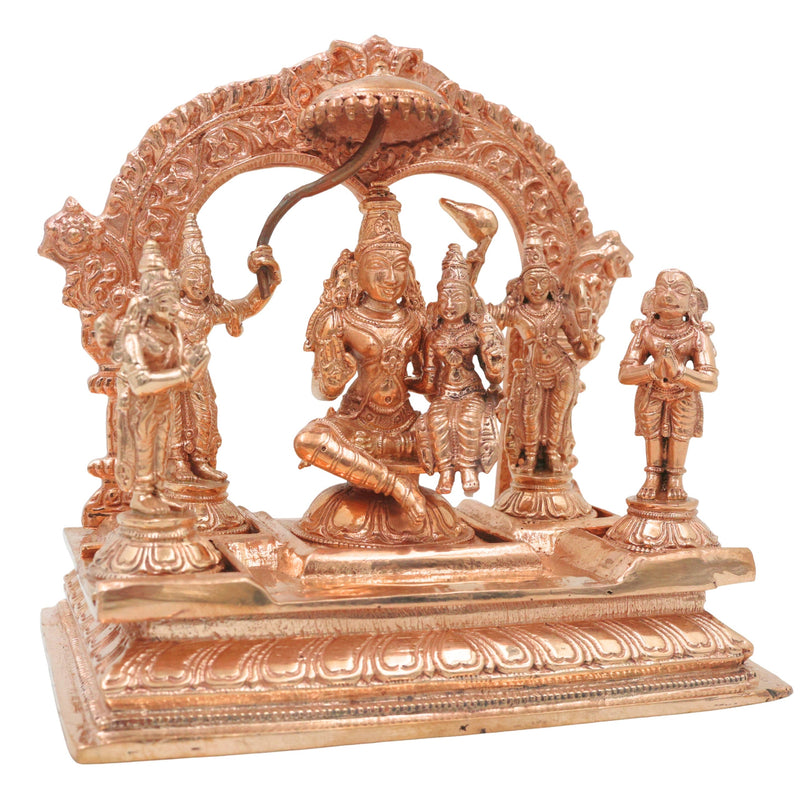 Bronze Vishnu Darbar Idol, Lakshmi Narayana Sriman Narayana Maha Vishnu Parivar Panchaloha Style Kansa Temple Sculpture for Home Mandir & Pooja, Gold, 6.5 Inch, 1 Piece