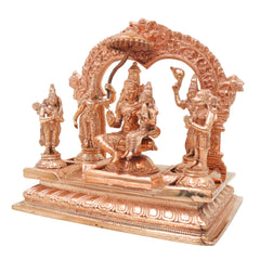 Bronze Vishnu Darbar Idol, Lakshmi Narayana Sriman Narayana Maha Vishnu Parivar Panchaloha Style Kansa Temple Sculpture for Home Mandir & Pooja, Gold, 6.5 Inch, 1 Piece