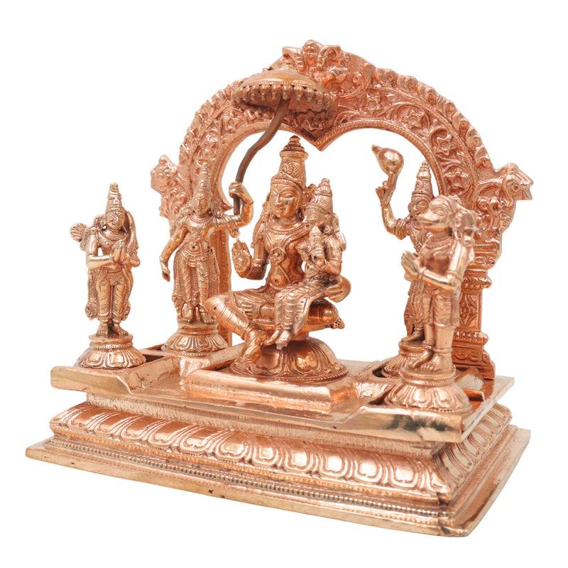 Bronze Vishnu Darbar Idol, Lakshmi Narayana Sriman Narayana Maha Vishnu Parivar Panchaloha Style Kansa Temple Sculpture for Home Mandir & Pooja, Gold, 6.5 Inch, 1 Piece