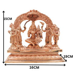 Bronze Vishnu Darbar Idol, Lakshmi Narayana Sriman Narayana Maha Vishnu Parivar Panchaloha Style Kansa Temple Sculpture for Home Mandir & Pooja, Gold, 6.5 Inch, 1 Piece