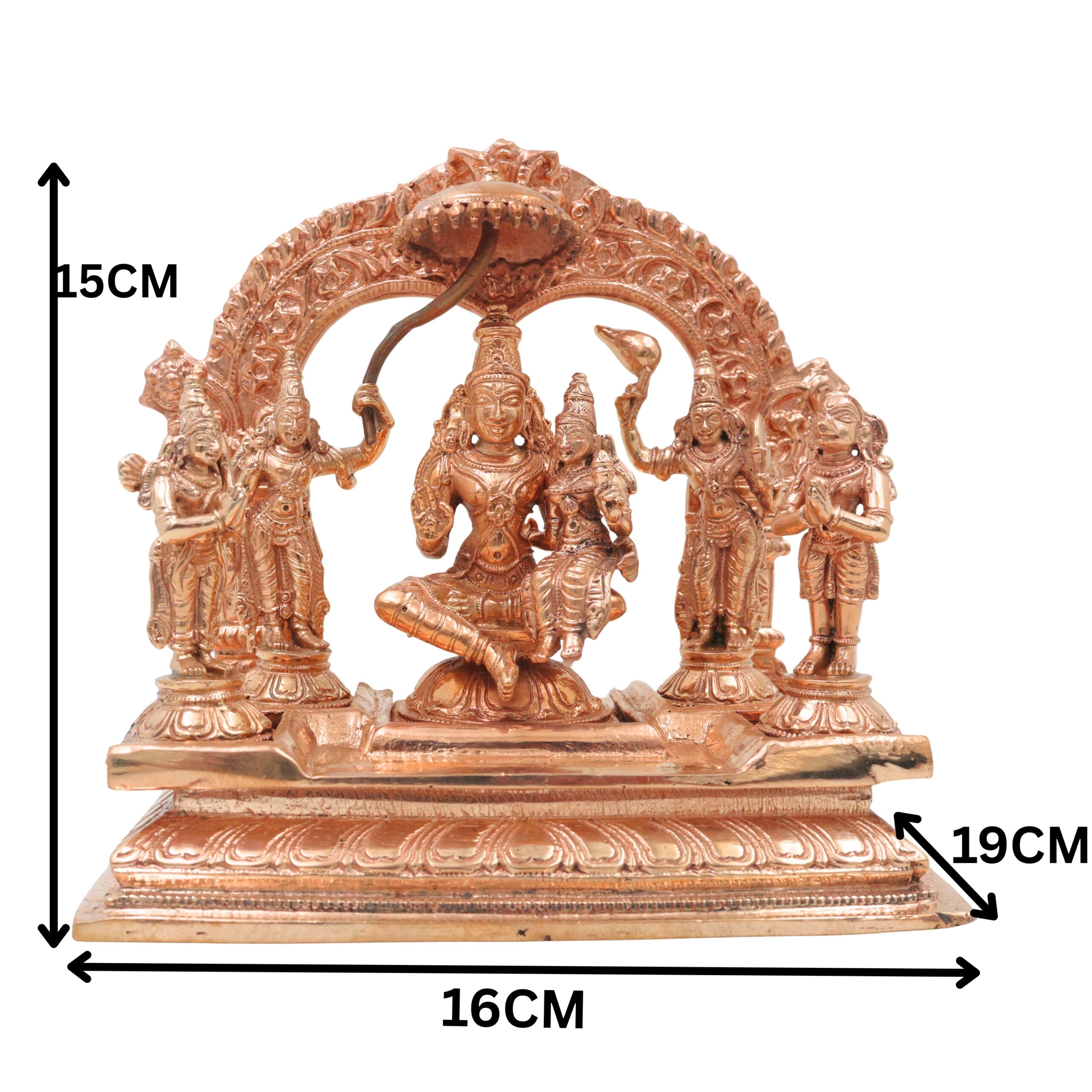 Bronze Vishnu Darbar Idol, Lakshmi Narayana Sriman Narayana Maha Vishnu Parivar Panchaloha Style Kansa Temple Sculpture for Home Mandir & Pooja, Gold, 6.5 Inch, 1 Piece