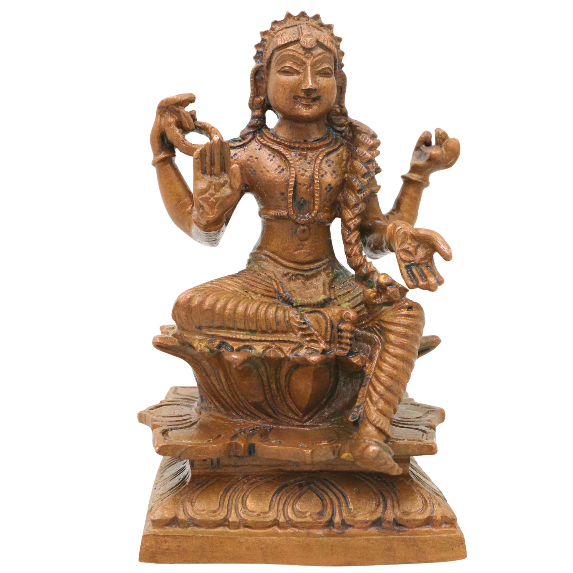 Bronze Balambika Idol, Bala Tripura Sundari, Bala Lalithambika Parameshwari Rajarajeshwari Amman Chola Style Kanchu Kansya Devi Sculpture for Home Temple Pooja, Brown, 4.5 Inch, 1 Piece