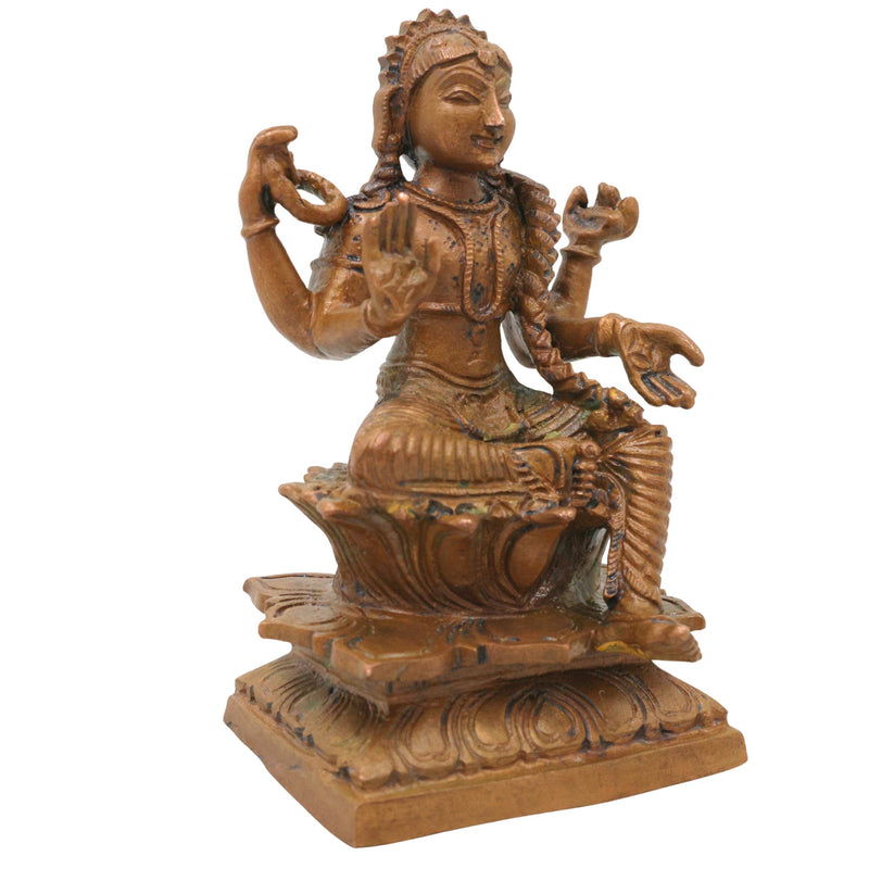 Bronze Balambika Idol, Bala Tripura Sundari, Bala Lalithambika Parameshwari Rajarajeshwari Amman Chola Style Kanchu Kansya Devi Sculpture for Home Temple Pooja, Brown, 4.5 Inch, 1 Piece