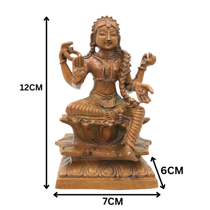 Bronze Balambika Idol, Bala Tripura Sundari, Bala Lalithambika Parameshwari Rajarajeshwari Amman Chola Style Kanchu Kansya Devi Sculpture for Home Temple Pooja, Brown, 4.5 Inch, 1 Piece