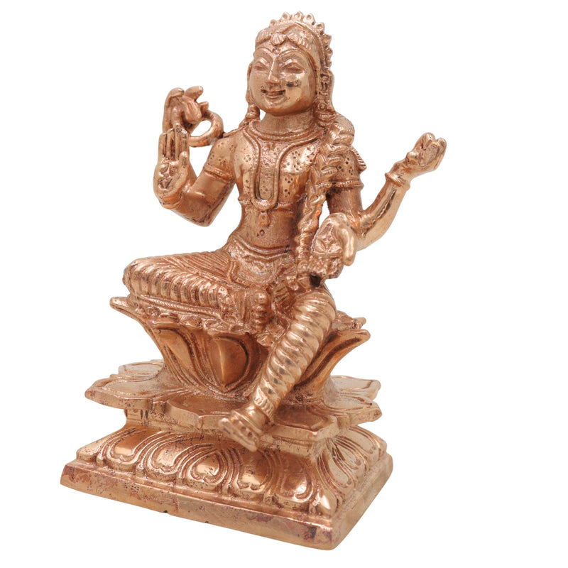 Bronze Balambika Idol, Bala Tripurasundari, Sri Bala Devi Lalithambika Parameshwari Amman Murti for Home Temple Pooja Decor, Gold, 4.5 Inch, 1 Piece
