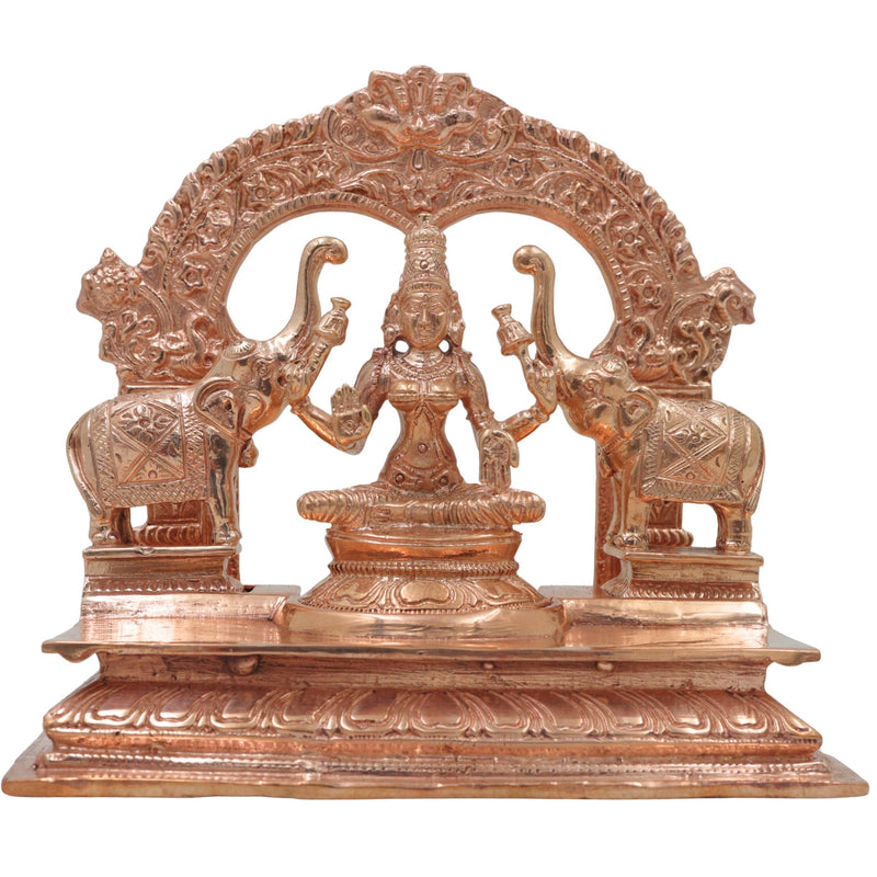 Bronze Gaja Lakshmi Idol, Sri Mahalakshmi Gajalakshmi Murti Kansya Chola Style Ashtalakshmi Vigraha Elephant Abhisheka Statue for Home Temple, Gold, 6.5 Inch, 1 Piece