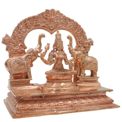 Bronze Gaja Lakshmi Idol, Sri Mahalakshmi Gajalakshmi Murti Kansya Chola Style Ashtalakshmi Vigraha Elephant Abhisheka Statue for Home Temple, Gold, 6.5 Inch, 1 Piece