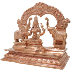 Bronze Gaja Lakshmi Idol, Sri Mahalakshmi Gajalakshmi Murti Kansya Chola Style Ashtalakshmi Vigraha Elephant Abhisheka Statue for Home Temple, Gold, 6.5 Inch, 1 Piece