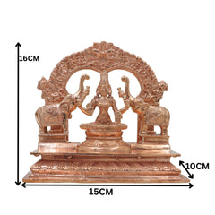 Bronze Gaja Lakshmi Idol, Sri Mahalakshmi Gajalakshmi Murti Kansya Chola Style Ashtalakshmi Vigraha Elephant Abhisheka Statue for Home Temple, Gold, 6.5 Inch, 1 Piece