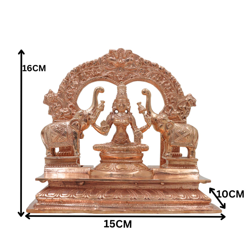 Bronze Gaja Lakshmi Idol, Sri Mahalakshmi Gajalakshmi Murti Kansya Chola Style Ashtalakshmi Vigraha Elephant Abhisheka Statue for Home Temple, Gold, 6.5 Inch, 1 Piece