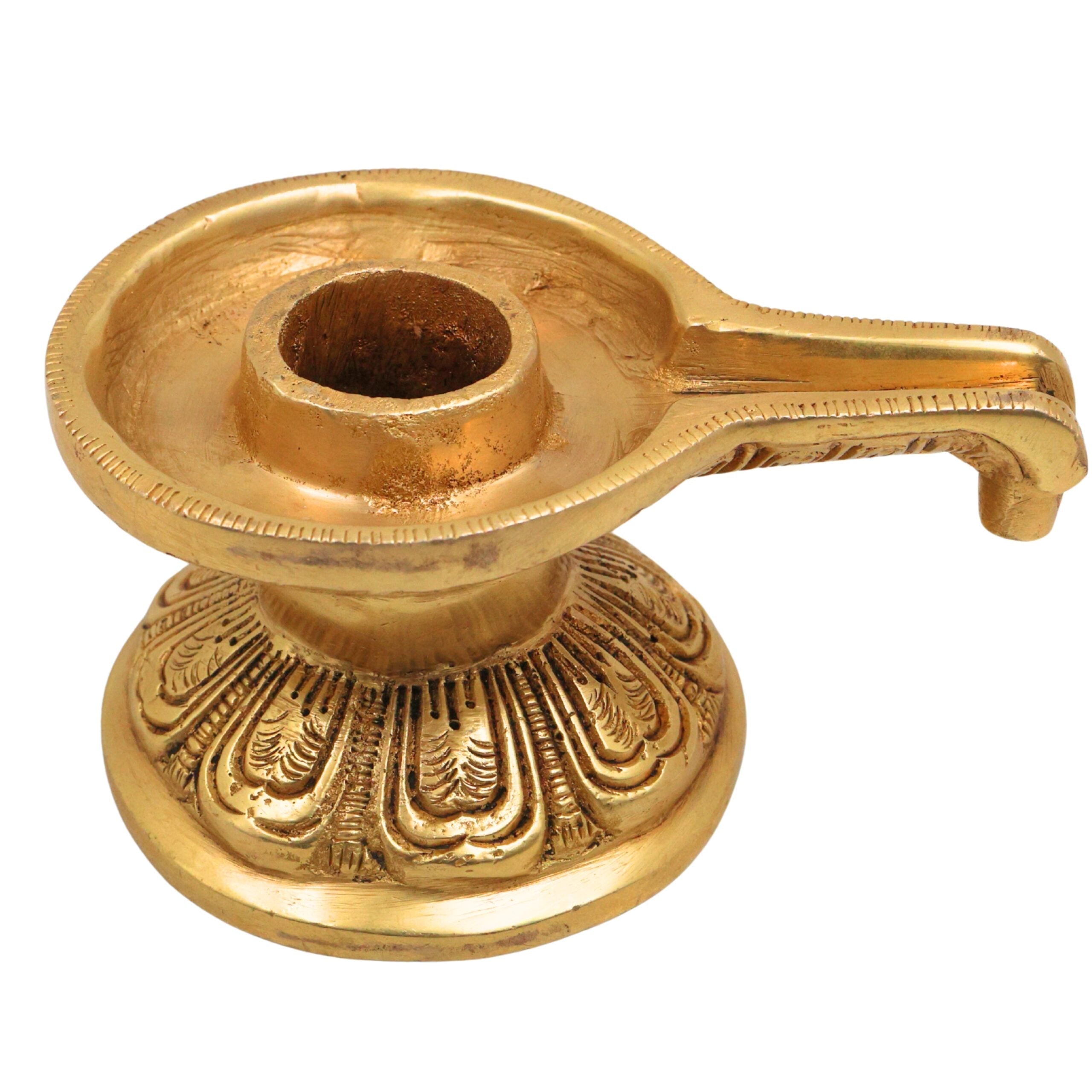 Brass Saligrama Stand Peetham for Shaligram Shila Vishnu Narayana, Traditional Shaligrama Peedam Asanam Pedestal for Pooja Mandir Vaishnava Worship, Gold, 2.5 Inch, 1 Piece