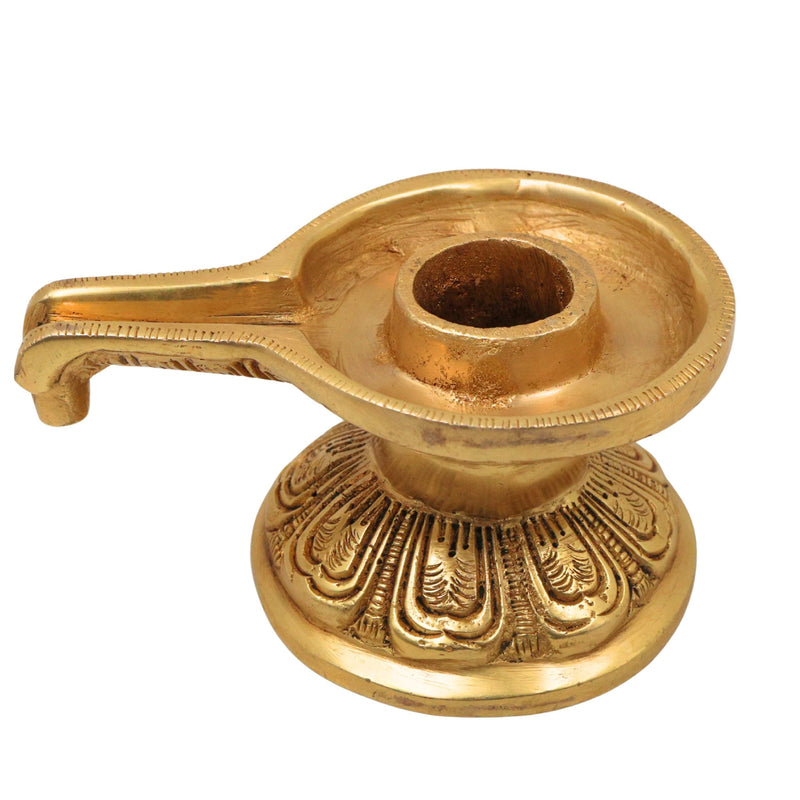Brass Saligrama Stand Peetham for Shaligram Shila Vishnu Narayana, Traditional Shaligrama Peedam Asanam Pedestal for Pooja Mandir Vaishnava Worship, Gold, 2.5 Inch, 1 Piece