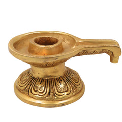 Brass Saligrama Stand Peetham for Shaligram Shila Vishnu Narayana, Traditional Shaligrama Peedam Asanam Pedestal for Pooja Mandir Vaishnava Worship, Gold, 2.5 Inch, 1 Piece