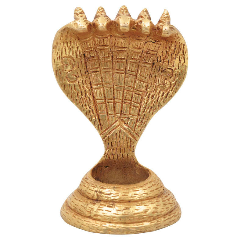 Brass Sheshnag Murti Adi Shesha Ananta Nag Vigraha Peetal Sarparaja Idol for Puja Mandir Decor, Gold, 4 Inch, 1 Piece