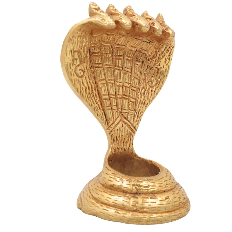 Brass Sheshnag Murti Adi Shesha Ananta Nag Vigraha Peetal Sarparaja Idol for Puja Mandir Decor, Gold, 4 Inch, 1 Piece