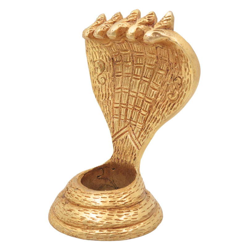 Brass Sheshnag Murti Adi Shesha Ananta Nag Vigraha Peetal Sarparaja Idol for Puja Mandir Decor, Gold, 4 Inch, 1 Piece