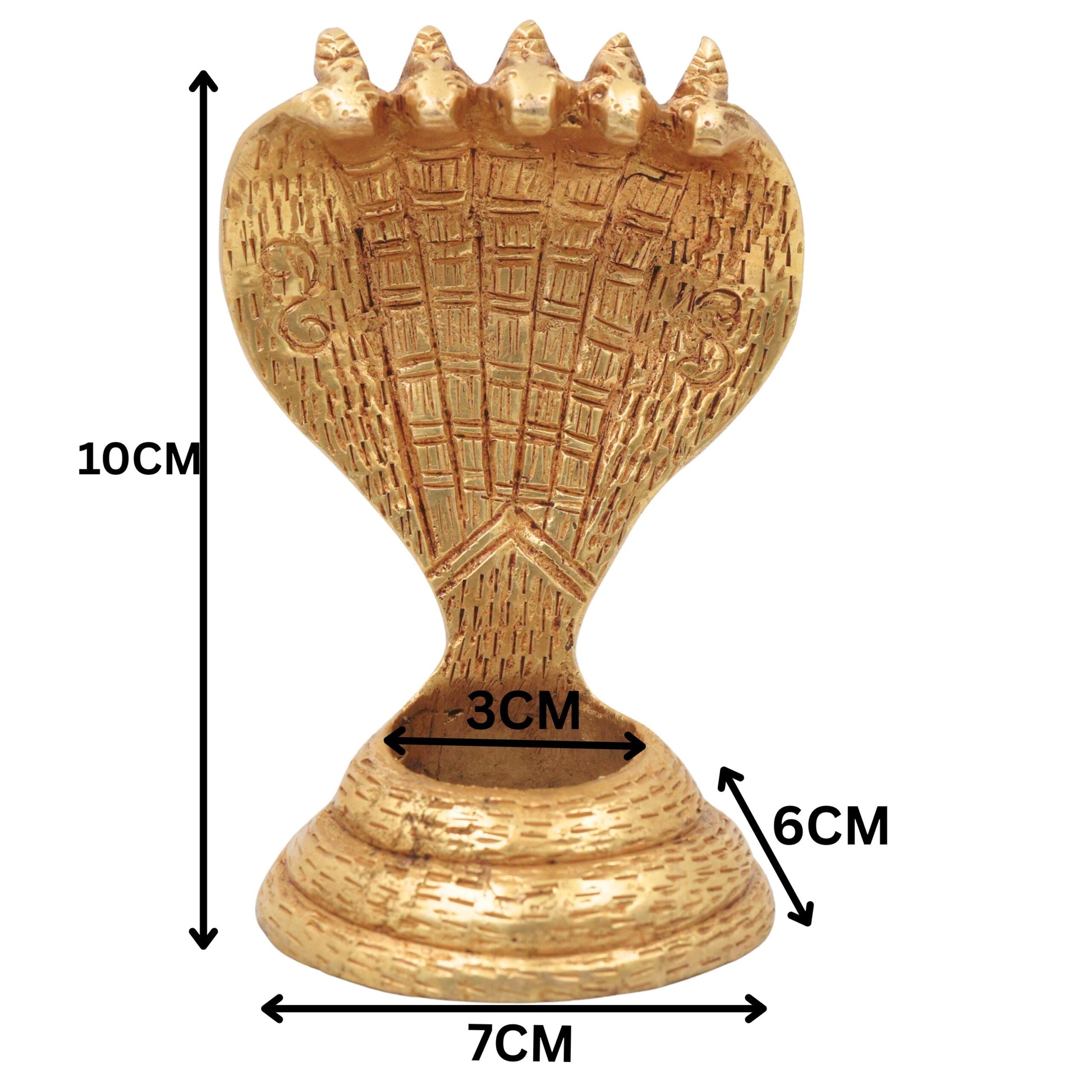 Brass Sheshnag Murti Adi Shesha Ananta Nag Vigraha Peetal Sarparaja Idol for Puja Mandir Decor, Gold, 4 Inch, 1 Piece
