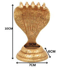 Brass Sheshnag Murti Adi Shesha Ananta Nag Vigraha Peetal Sarparaja Idol for Puja Mandir Decor, Gold, 4 Inch, 1 Piece