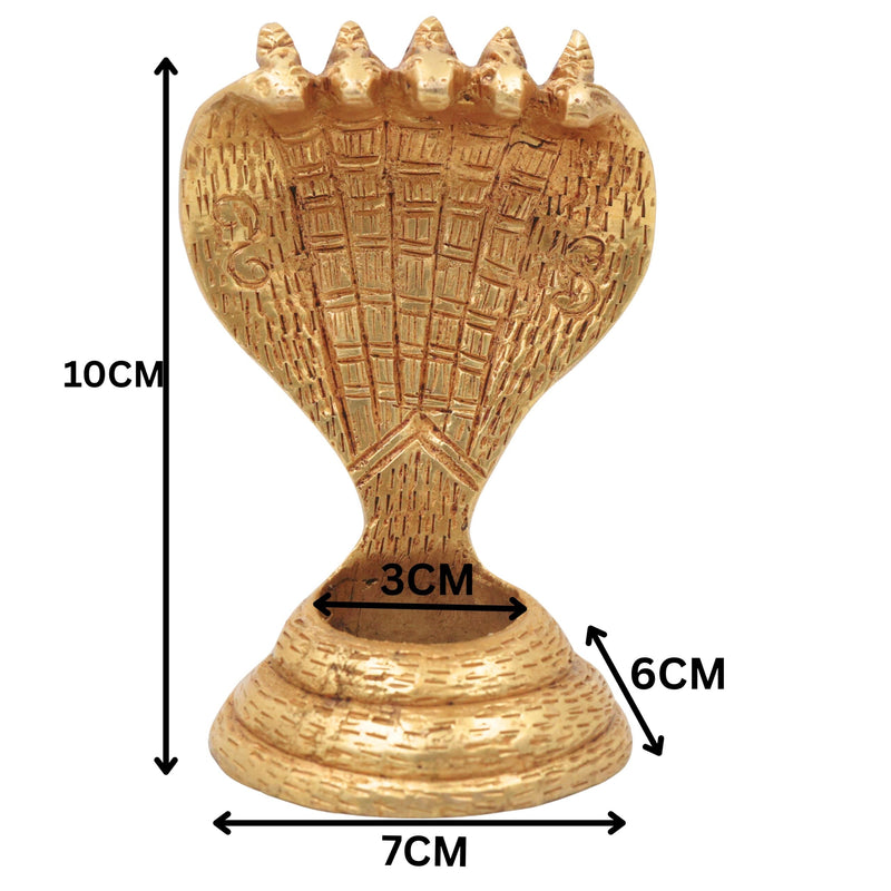 Brass Sheshnag Murti Adi Shesha Ananta Nag Vigraha Peetal Sarparaja Idol for Puja Mandir Decor, Gold, 4 Inch, 1 Piece