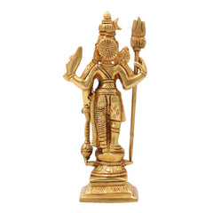 Brass Harihara Murti Shankaranarayana Shiva Vishnu Ardharupa Vigraha Peetal Harihar Mahadev Swamy Moorti for Puja Mandir Home Decor Gift, Gold, 6 Inch, 1 Piece