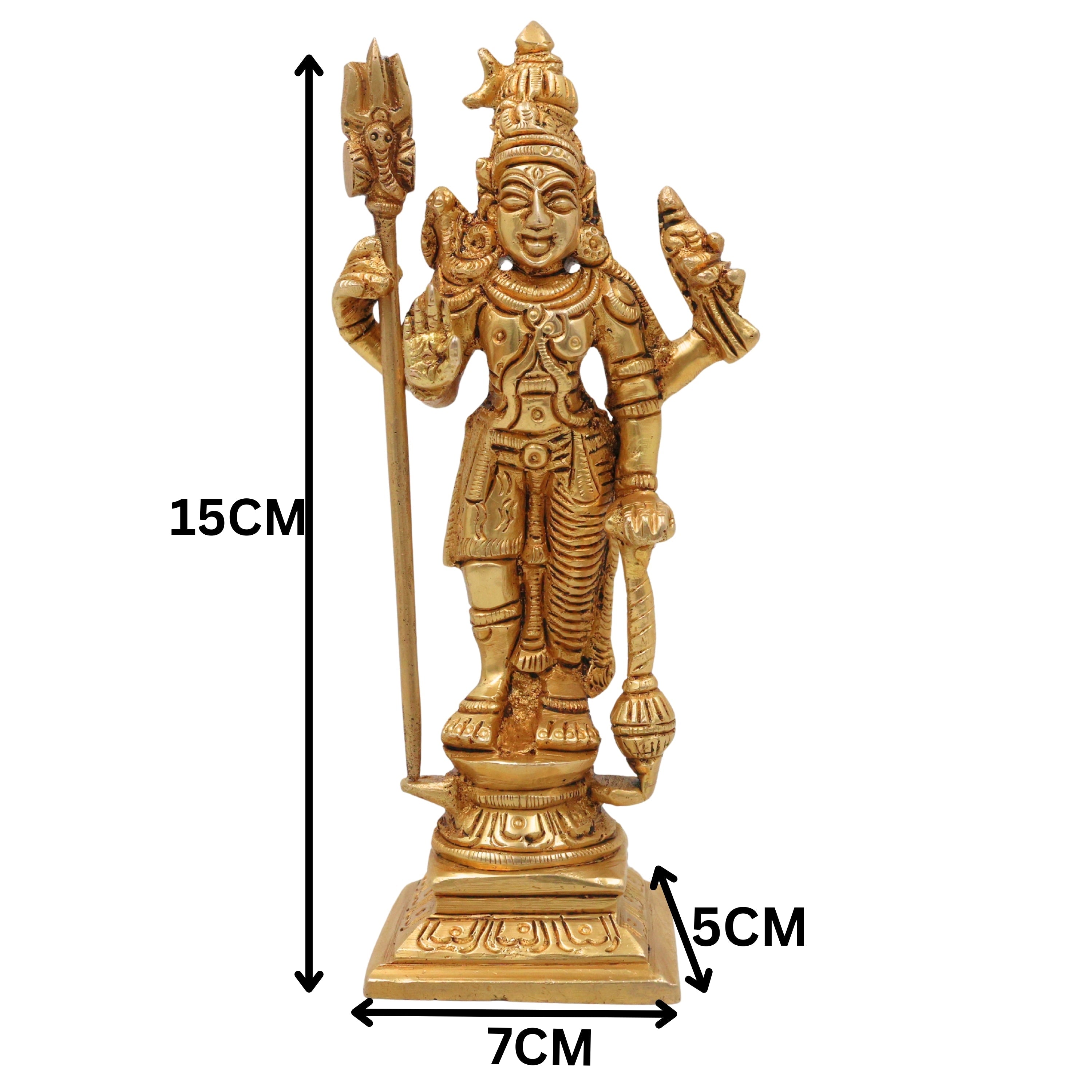 Brass Harihara Murti Shankaranarayana Shiva Vishnu Ardharupa Vigraha Peetal Harihar Mahadev Swamy Moorti for Puja Mandir Home Decor Gift, Gold, 6 Inch, 1 Piece