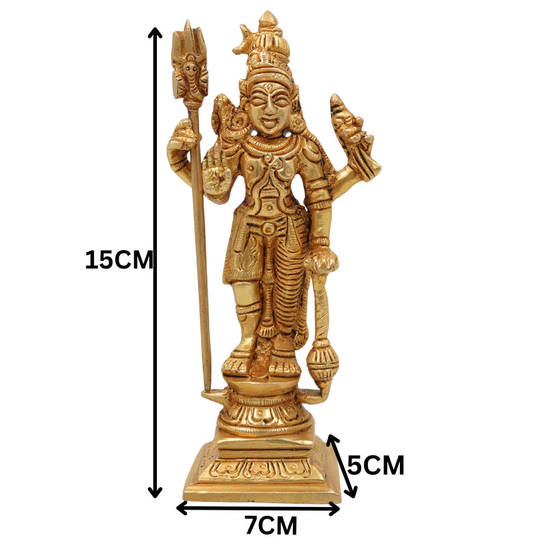 Brass Harihara Murti Shankaranarayana Shiva Vishnu Ardharupa Vigraha Peetal Harihar Mahadev Swamy Moorti for Puja Mandir Home Decor Gift, Gold, 6 Inch, 1 Piece