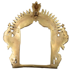 Brass Prabhavali Arch Peetal Prabha Mandala Makara Torana Prabhavalli Frame for Murti Vigraha Mandir Pooja Decor Traditional Temple Back Aureole, Gold, 12 Inch, 1 Piece