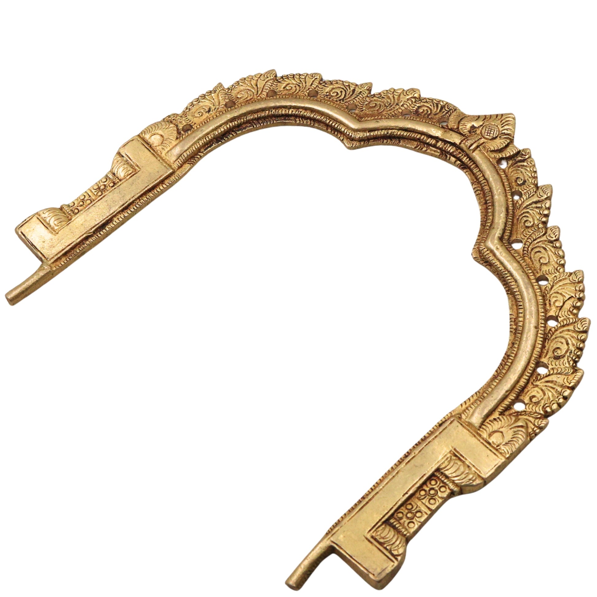 Brass Prabhavali Arch Peetal Pital Pittalai Prabhamandala Makara Torana Deity Back Halo Frame for Murti Vigraha Mandir Pooja Decor, Gold, 7 Inch, 1 Piece