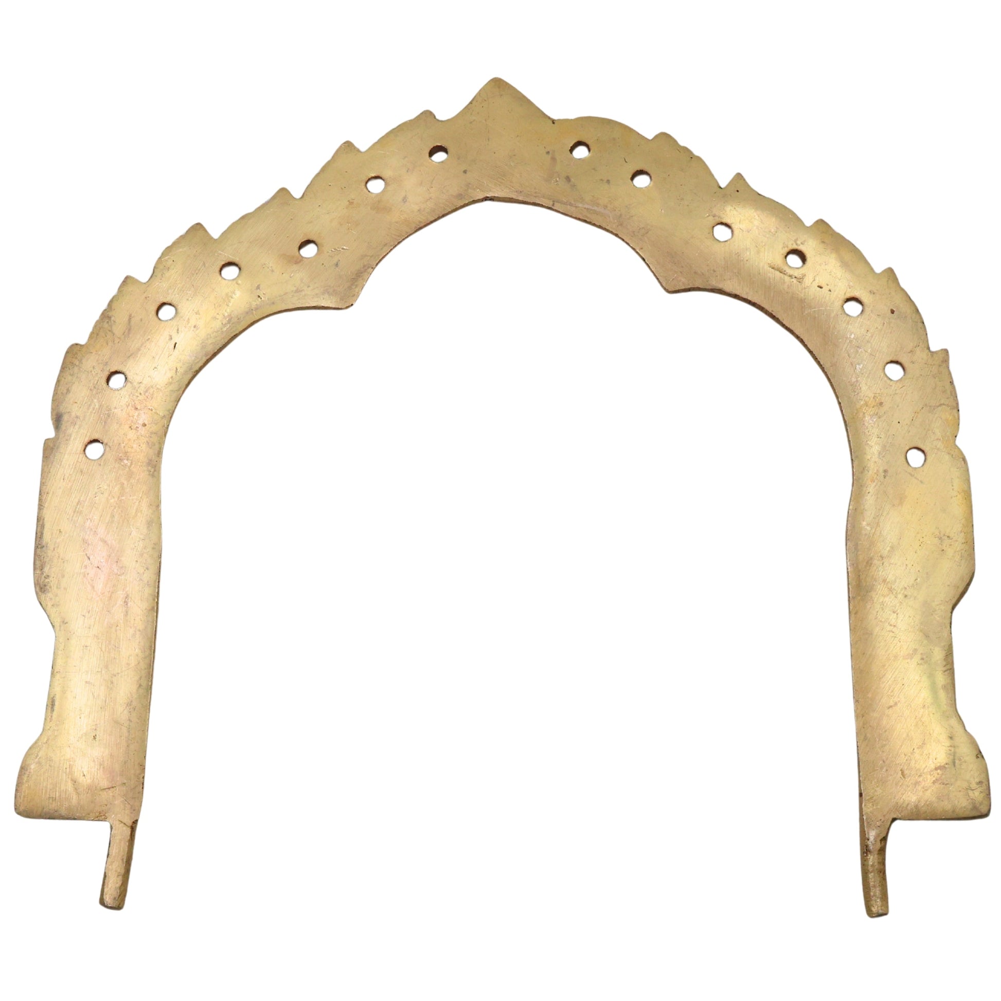 Brass Prabhavali Arch Peetal Pital Pittalai Prabhamandala Makara Torana Deity Back Halo Frame for Murti Vigraha Mandir Pooja Decor, Gold, 7 Inch, 1 Piece