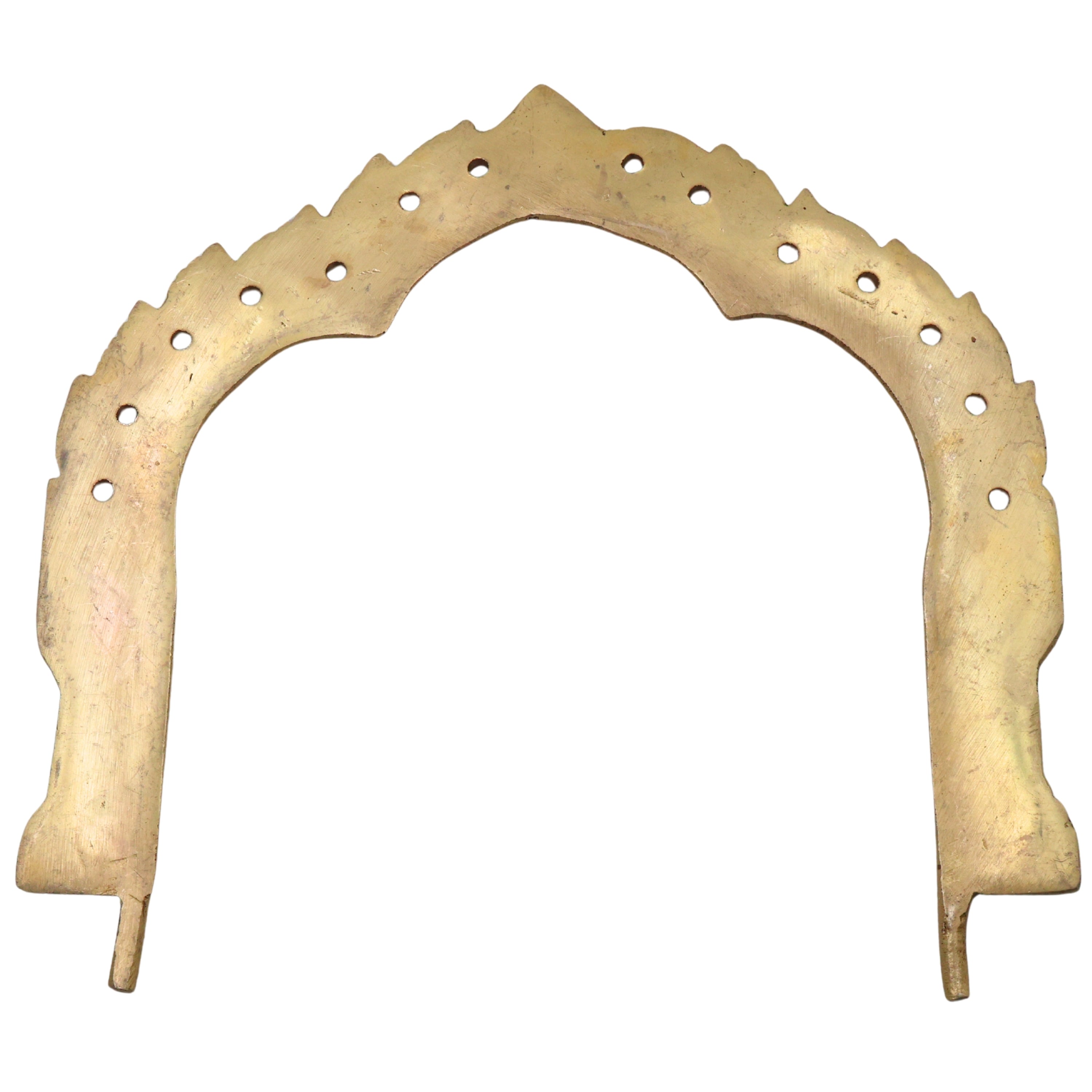 Brass Prabhavali Arch Peetal Pital Pittalai Prabhamandala Makara Torana Deity Back Halo Frame for Murti Vigraha Mandir Pooja Decor, Gold, 7 Inch, 1 Piece