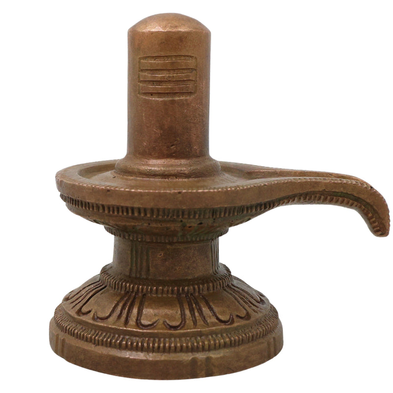 Bronze Shiv Lingam Shivalinga Mahalinga Parameshwara Lingeshwara Murti for Puja Mandir Home Temple Kansa Panchaloha Style, Brown, 3 Inch, 1 Piece