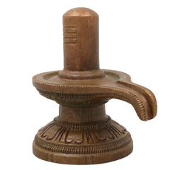 Bronze Shiv Lingam Shivalinga Mahalinga Parameshwara Lingeshwara Murti for Puja Mandir Home Temple Kansa Panchaloha Style, Brown, 3 Inch, 1 Piece