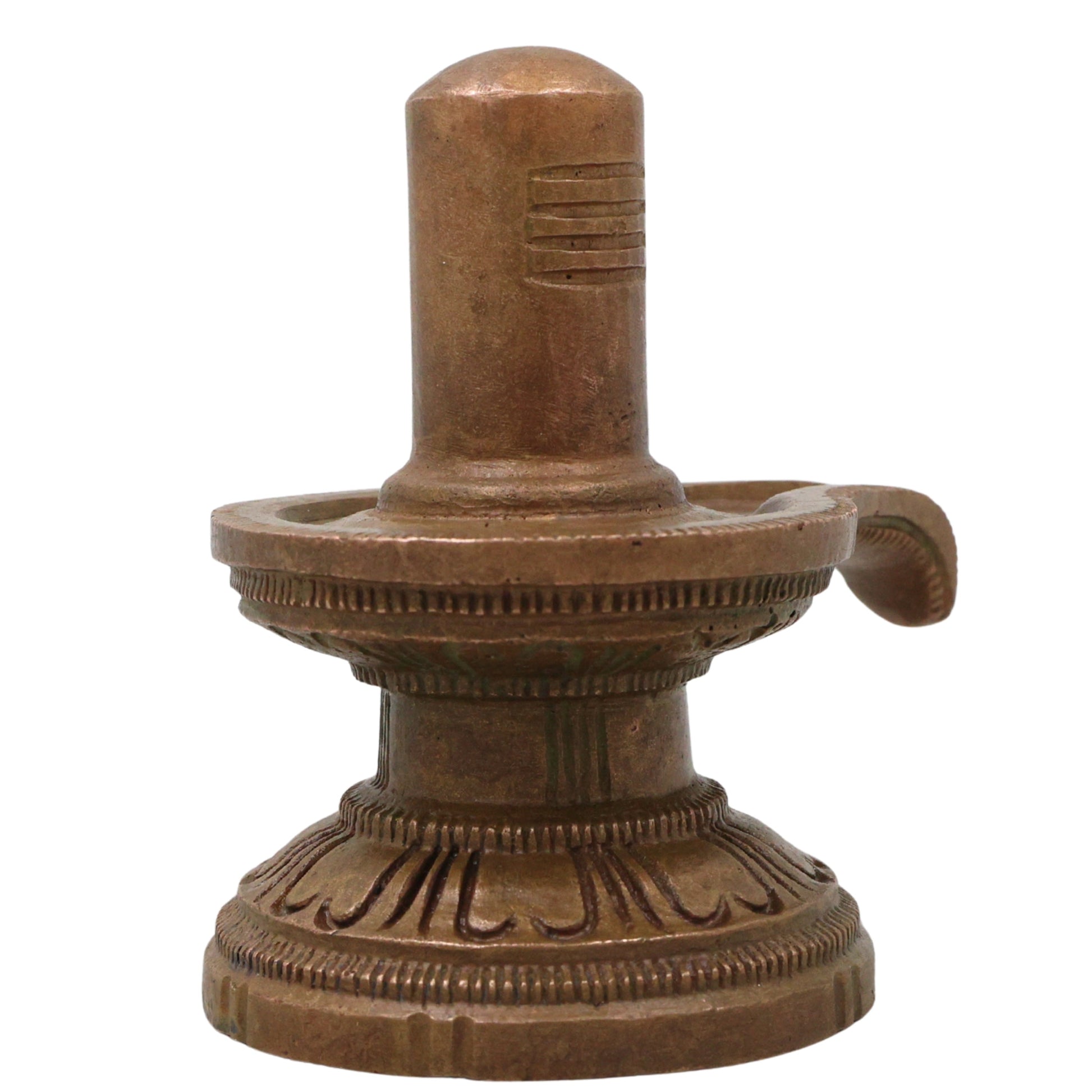 Bronze Shiv Lingam Shivalinga Mahalinga Parameshwara Lingeshwara Murti for Puja Mandir Home Temple Kansa Panchaloha Style, Brown, 3 Inch, 1 Piece