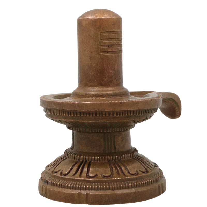 Bronze Shiv Lingam Shivalinga Mahalinga Parameshwara Lingeshwara Murti for Puja Mandir Home Temple Kansa Panchaloha Style, Brown, 3 Inch, 1 Piece