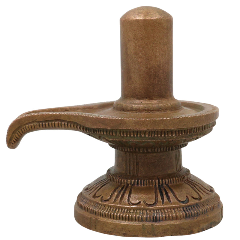 Bronze Shiv Lingam Shivalinga Mahalinga Parameshwara Lingeshwara Murti for Puja Mandir Home Temple Kansa Panchaloha Style, Brown, 3 Inch, 1 Piece
