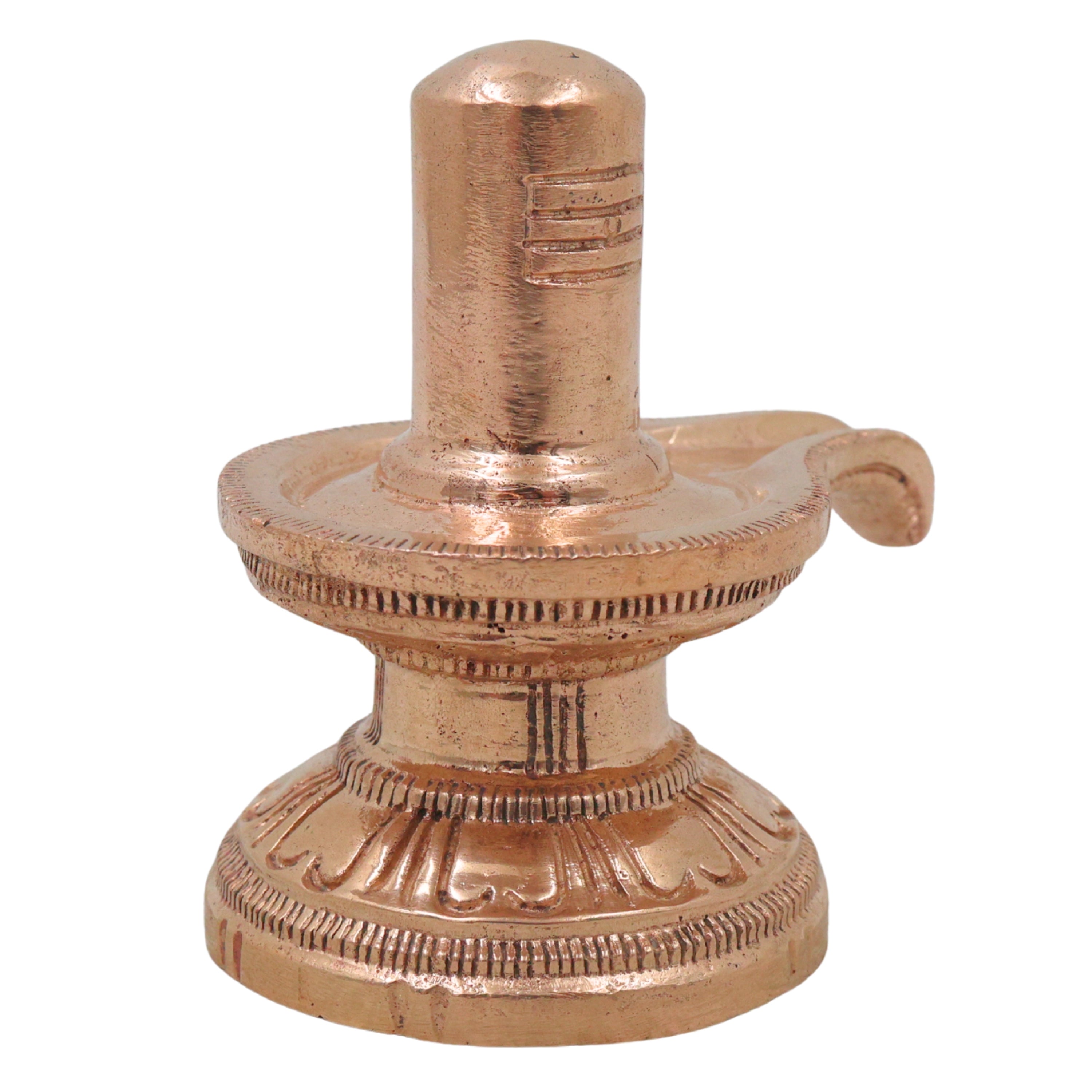 Bronze Shiv Lingam Idol Shivalinga Mahadeva Parameshwara Rudra Jyotirlinga Panchaloha Style Murti for Puja Mandir Home Decor, Gold, 3 Inch, 1 Piece