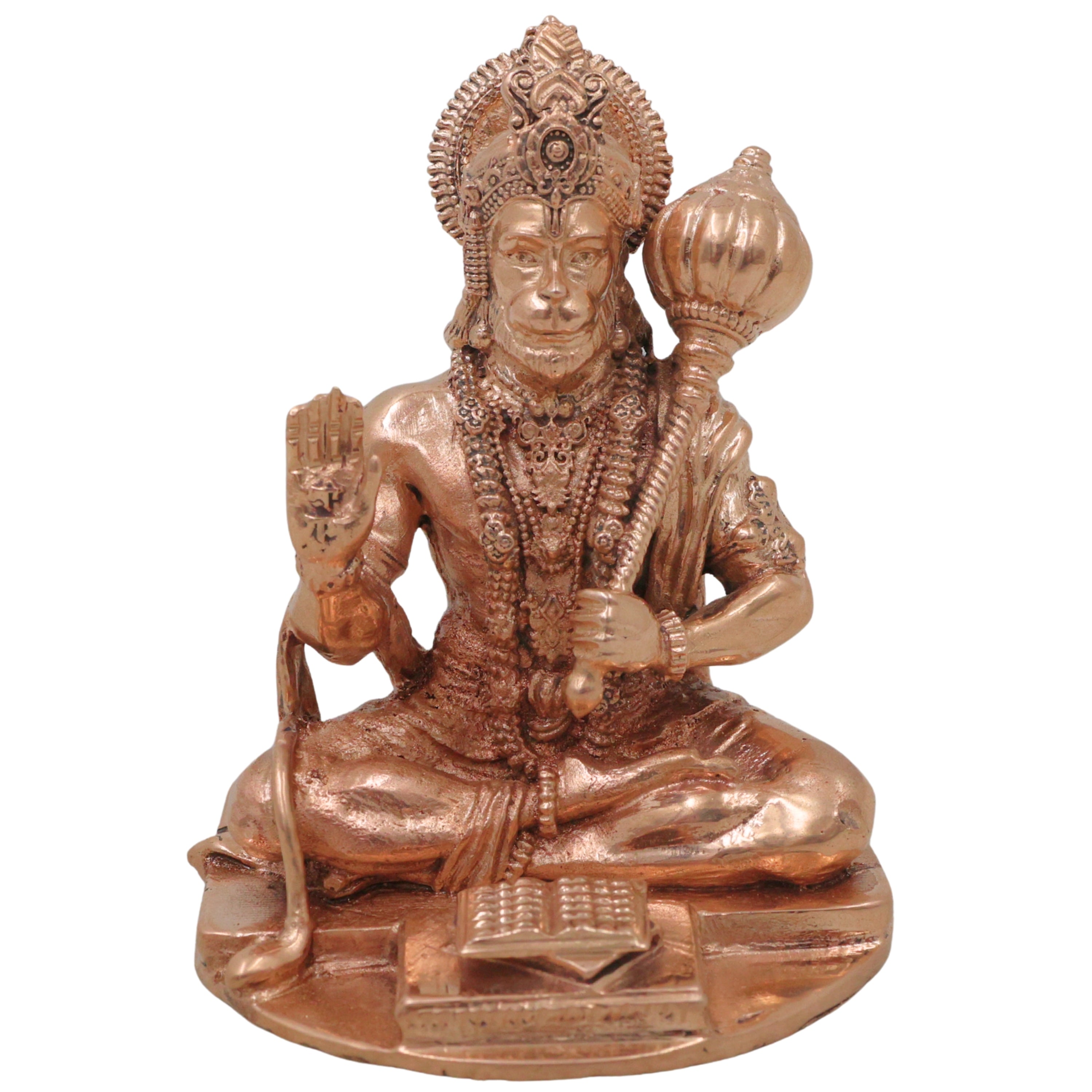 Bronze Panchaloha Hanuman Idol Anjaneya Bajrangbali Maruti Veeranjaneya Sankatmochan Kamsya Kanchu Loha South Indian Chola Style Murti for Pooja Mandir DecorHanuman Idol, Gold, 3 Inch, 1 Piece