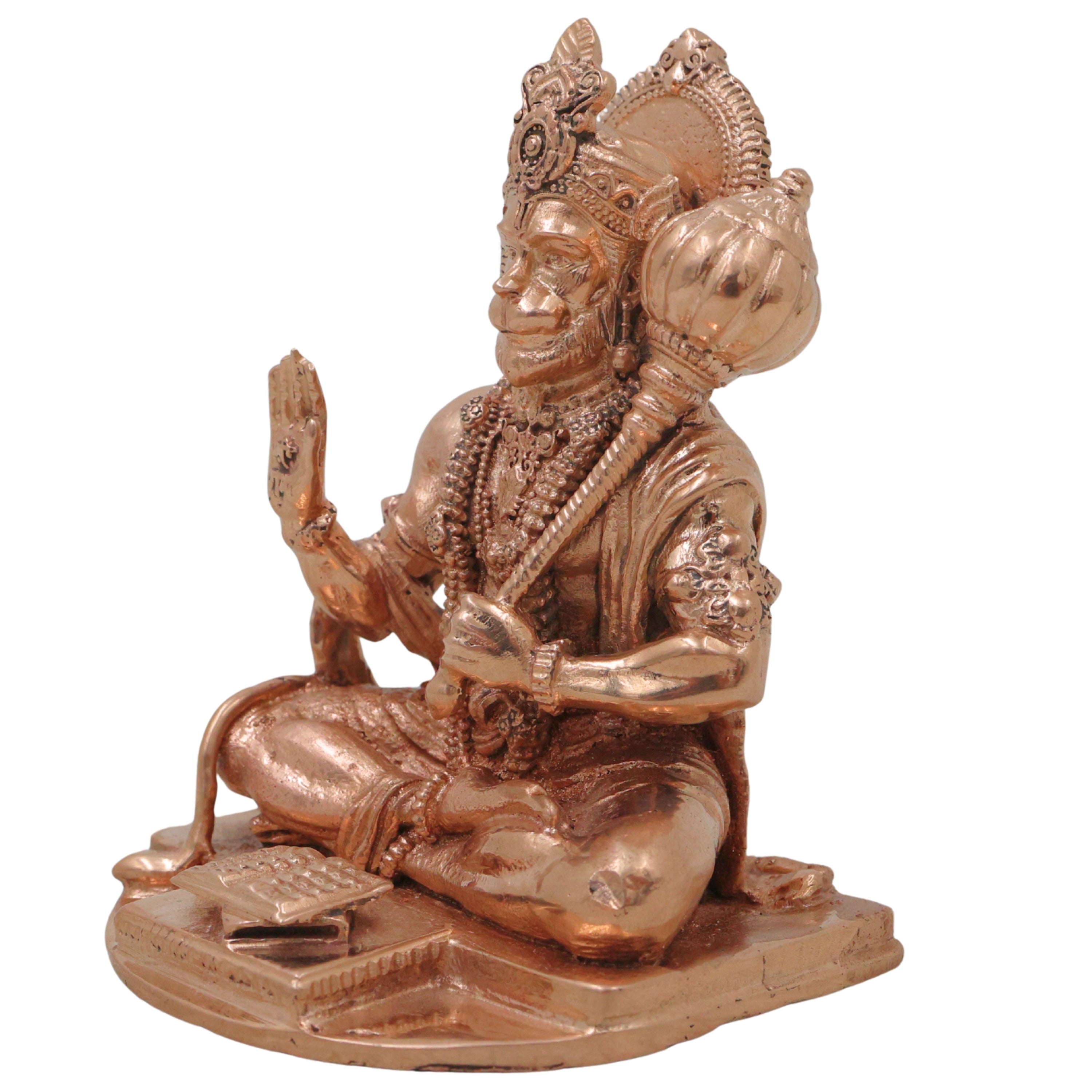 Bronze Panchaloha Hanuman Idol Anjaneya Bajrangbali Maruti Veeranjaneya Sankatmochan Kamsya Kanchu Loha South Indian Chola Style Murti for Pooja Mandir DecorHanuman Idol, Gold, 3 Inch, 1 Piece