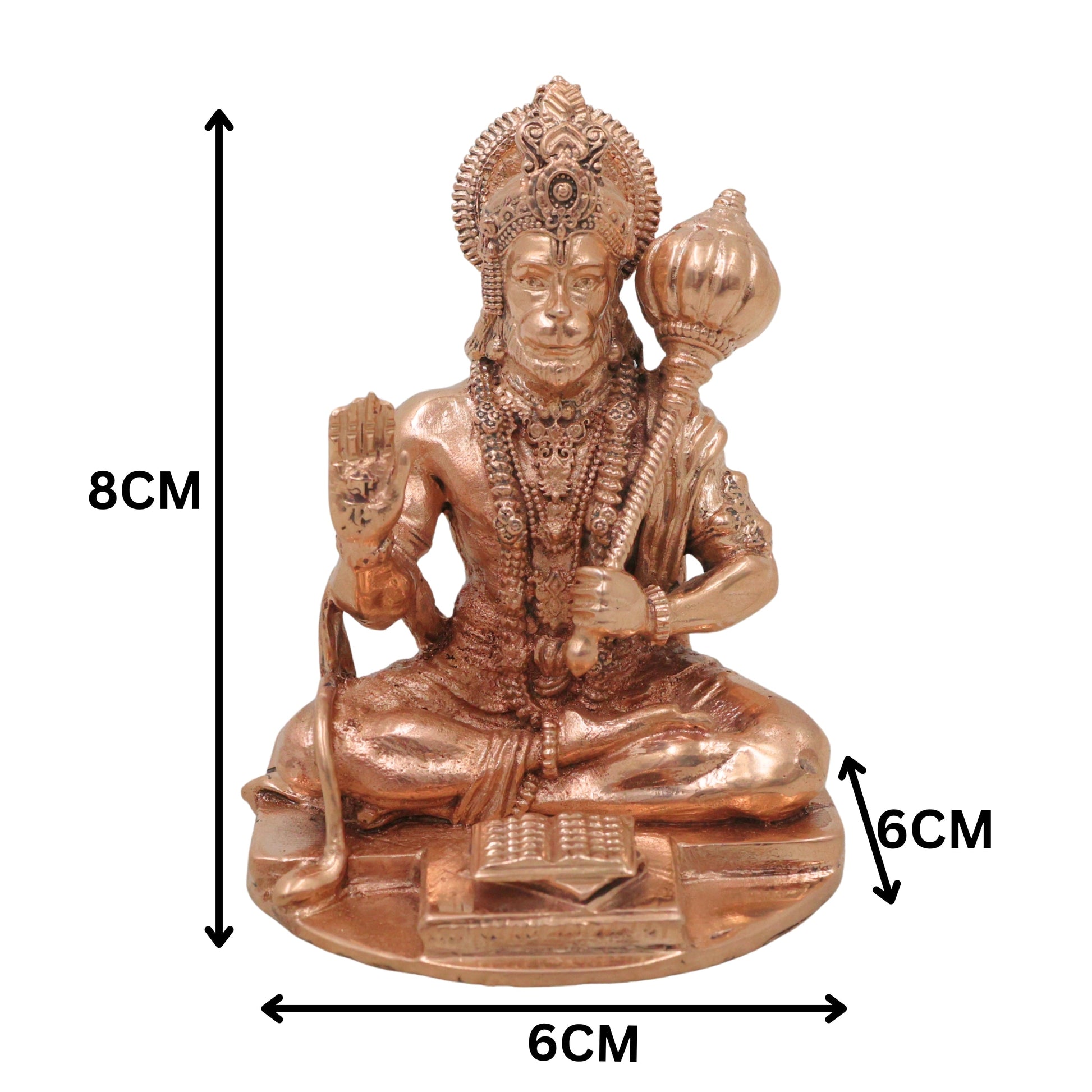 Bronze Panchaloha Hanuman Idol Anjaneya Bajrangbali Maruti Veeranjaneya Sankatmochan Kamsya Kanchu Loha South Indian Chola Style Murti for Pooja Mandir DecorHanuman Idol, Gold, 3 Inch, 1 Piece