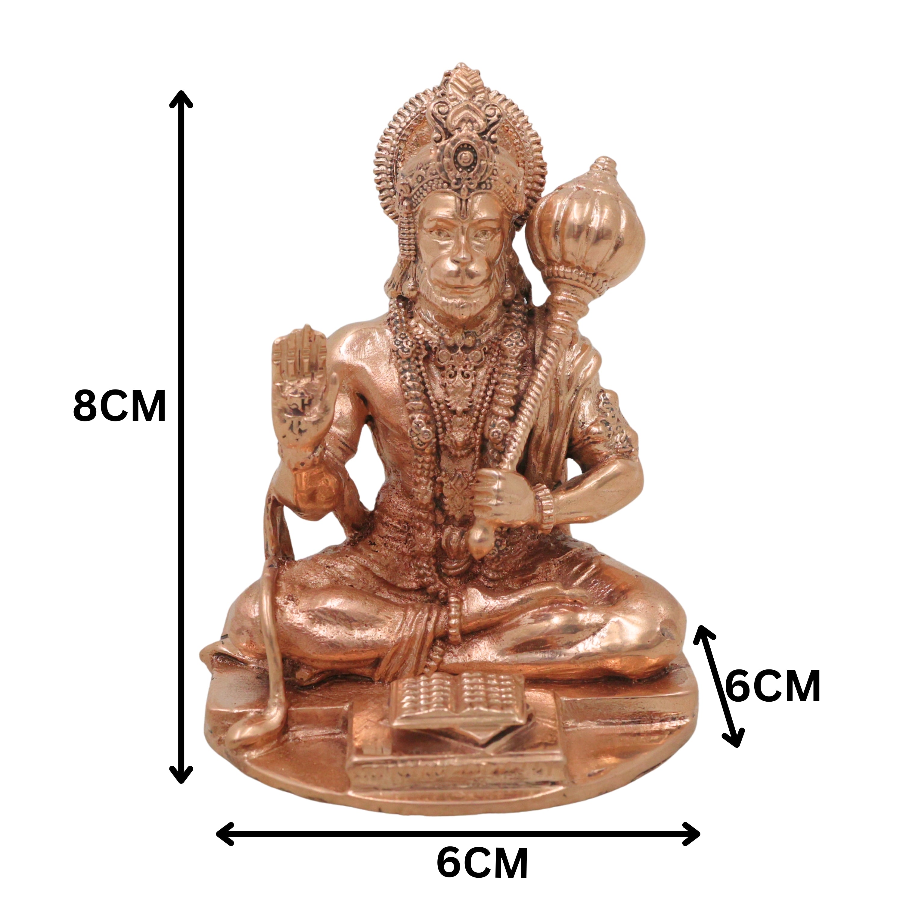 Bronze Panchaloha Hanuman Idol Anjaneya Bajrangbali Maruti Veeranjaneya Sankatmochan Kamsya Kanchu Loha South Indian Chola Style Murti for Pooja Mandir DecorHanuman Idol, Gold, 3 Inch, 1 Piece