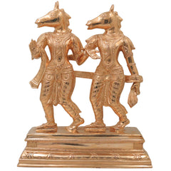 Ashwini Kumar Bronze Idol Murti Vigraha, Ashvini Deva Devata Panchaloha Chola Style South Indian Temple Statue for Puja & Home Installation, Gold, 13 Inch, 1 Piece