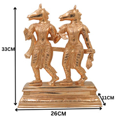 Ashwini Kumar Bronze Idol Murti Vigraha, Ashvini Deva Devata Panchaloha Chola Style South Indian Temple Statue for Puja & Home Installation, Gold, 13 Inch, 1 Piece